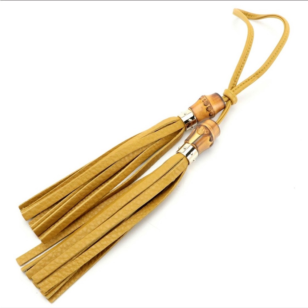 Gucci Bamboo Tassel Charm in Mustard Yellow Leather